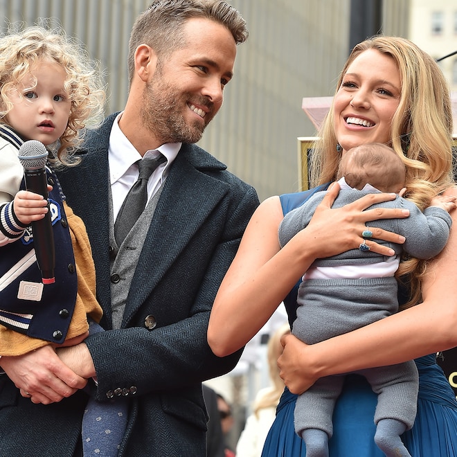 Actors Ryan Reynolds and Blake Lively with daughters James Reynolds and Ines Reynolds attend the ceremony honoring Ryan Reynolds with a Star on the Hollywood Walk of Fame on December 15, 2016 in Holly